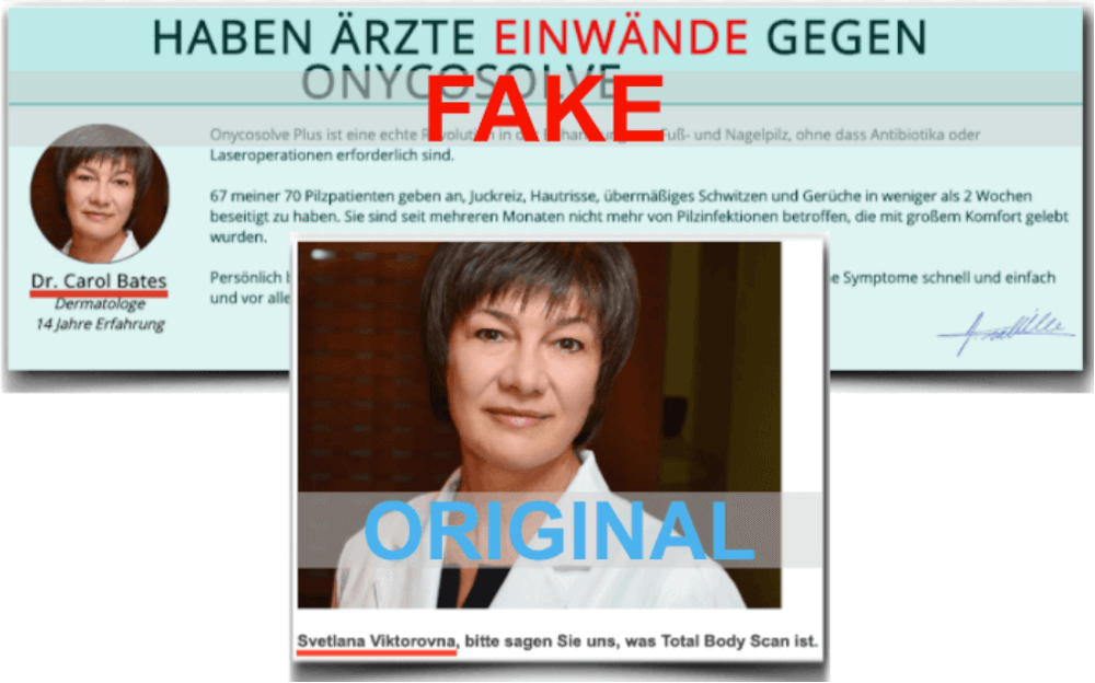 Fake Arztbericht und das Original Foto