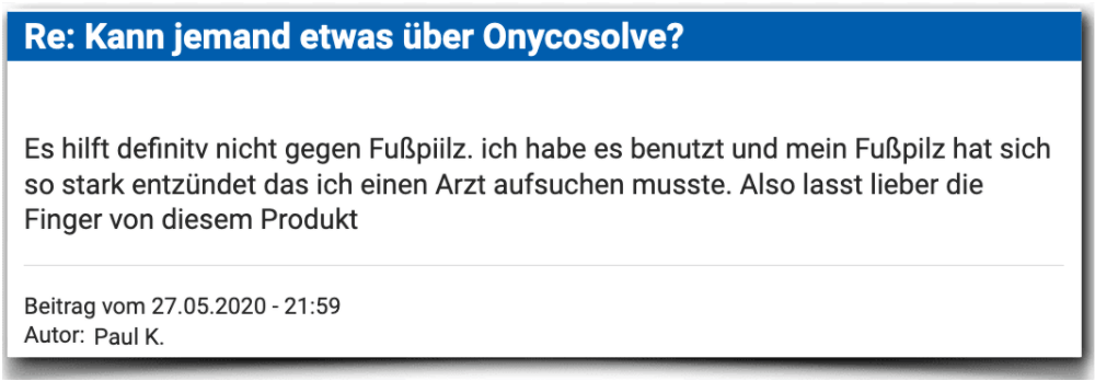 Onycosolve Erfahrungsbericht Bewertung Kritik Onycosolve