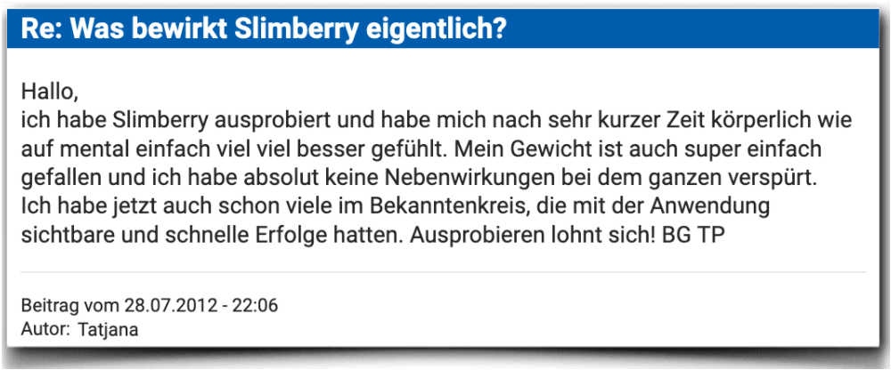 Slimberry Erfahrungsbericht Bewertung Kritik Slimberry