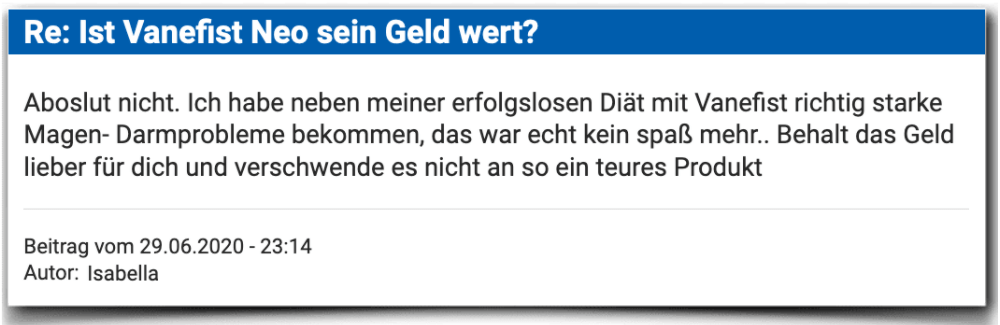 Vanefist Neo Erfahrungsberichte Bewertung Kritik Vanefist Neo