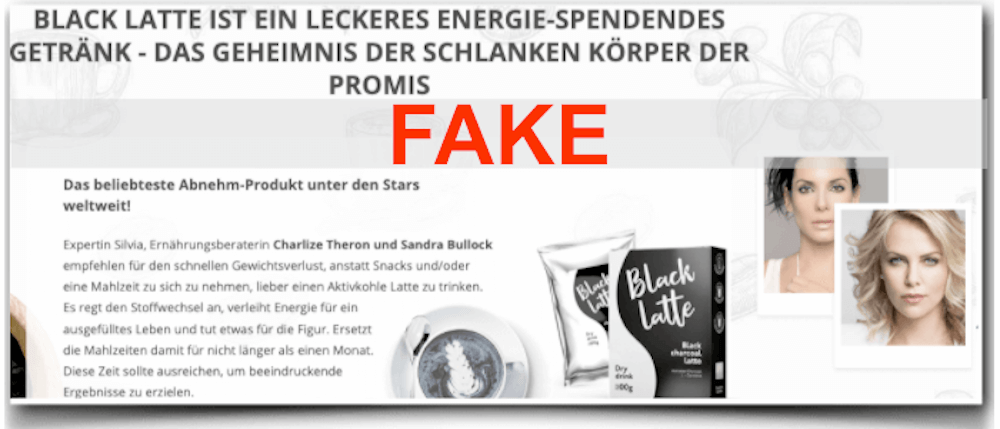 Fake Werbeaussage Black Latte