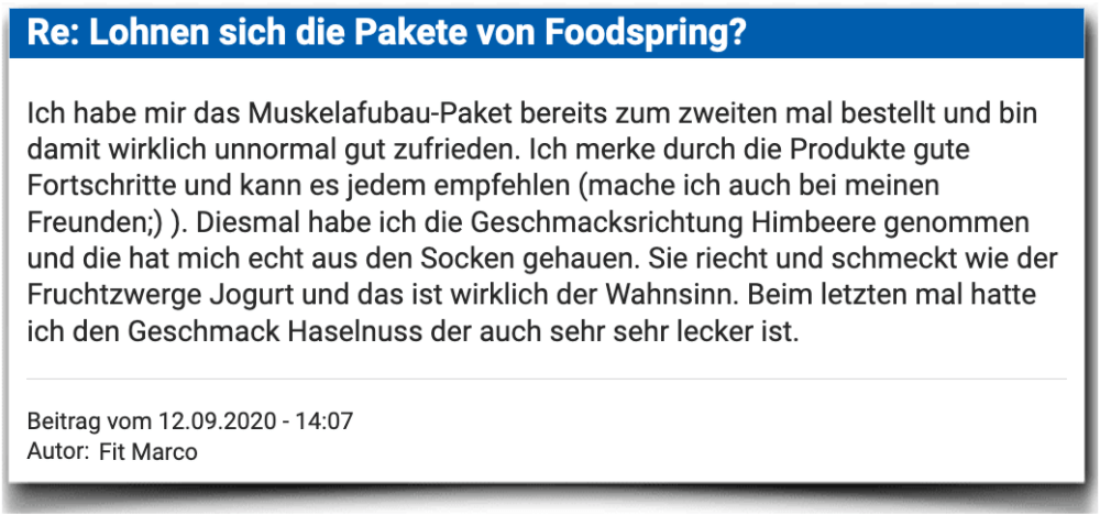 Foodspring Erfahrungsbericht Bewertung Kritik Foodspring