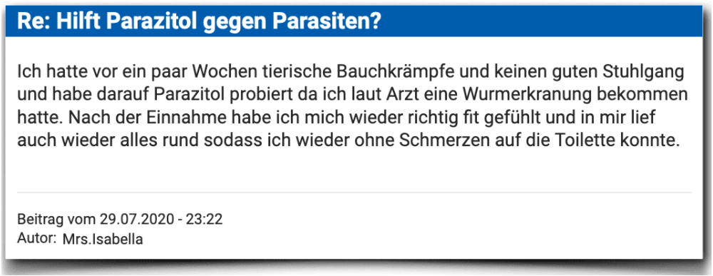 Parazitol Erfahrungsbericht Bewertung Kritik Parazitol