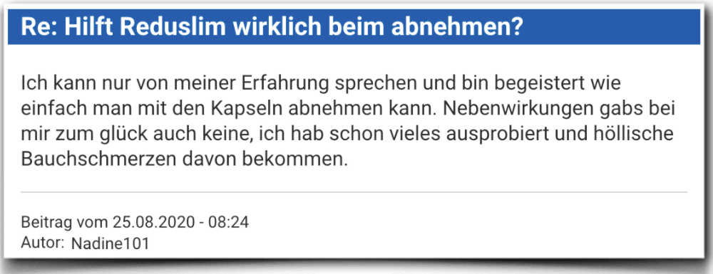 Reduslim Bewertung Erfahrungsbericht Kritik Reduslim