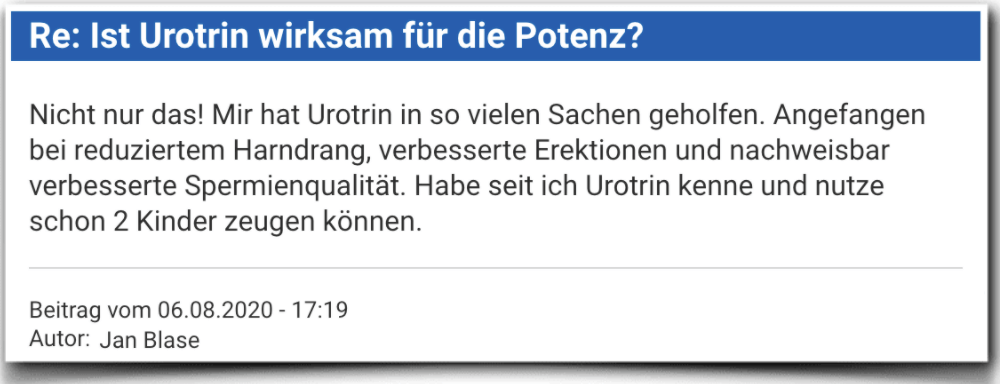 Urotrin Erfahrungsbericht Kritik Bewertung Urotrin