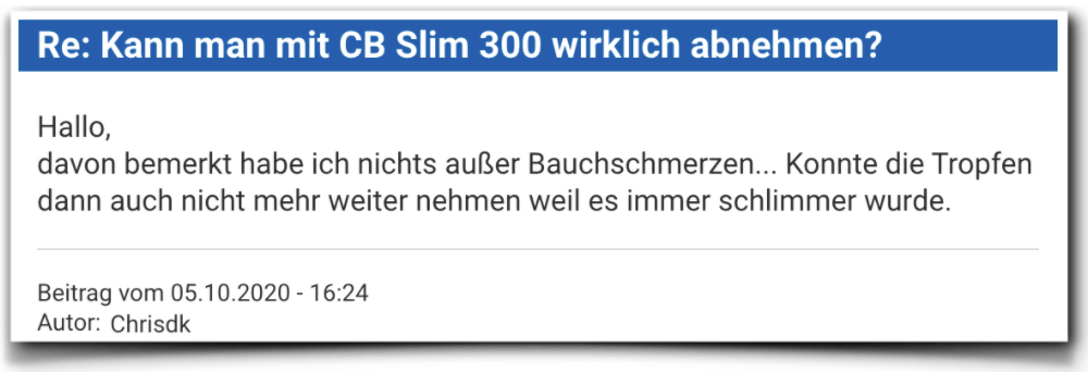 CBSlim 300 Erfahrungsberichte Bewertung CB Slim 300