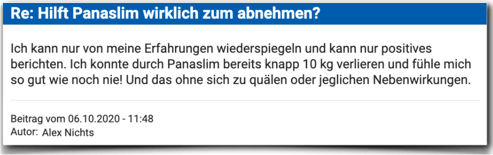 Panaslim Erfahrungsberichte Bewertung Kritik Panaslim