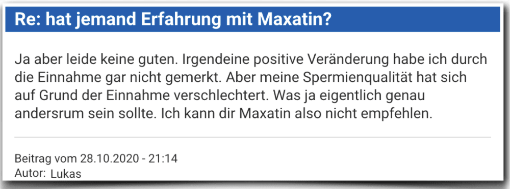 Maxatin Erfahrungsbericht Bewertung Kritik Maxatin