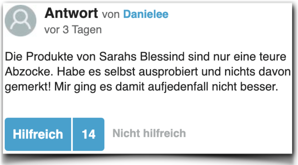 Sarahs Blessing Bewertung Erfahrungsberichte gutefrage