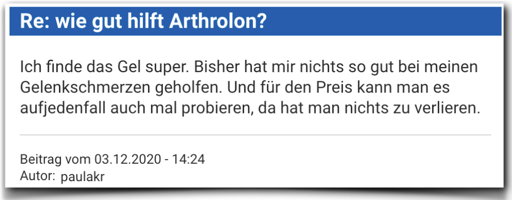 Arthrolon Bewertung Erfahrung Arthrolon