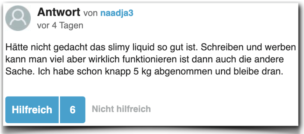 Slimy Liquid Erfahrungsberichte Bewertung gutefrage