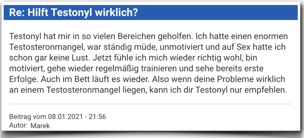 Testonyl Erfahrungsbericht Bewertung Erfahrung Testonyl