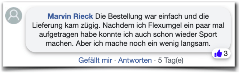 Flexumgel Erfahrungsbericht facebook