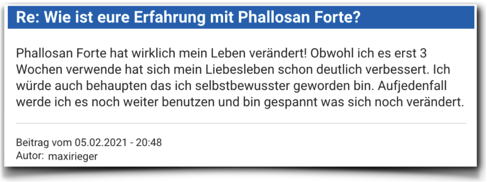 Phallosan Forte Erfahrung Bewertung