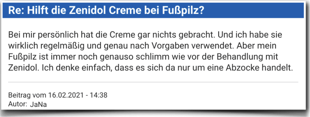 Zenidol Erfahrungsbericht Bewertung Kritik Zenidol