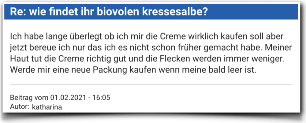 Biovolen Kressesalbe Erfahrung Erfahrungsberichte