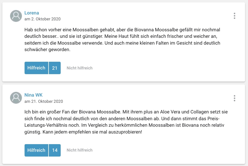 Biovana Moossalbe Erfahrung
