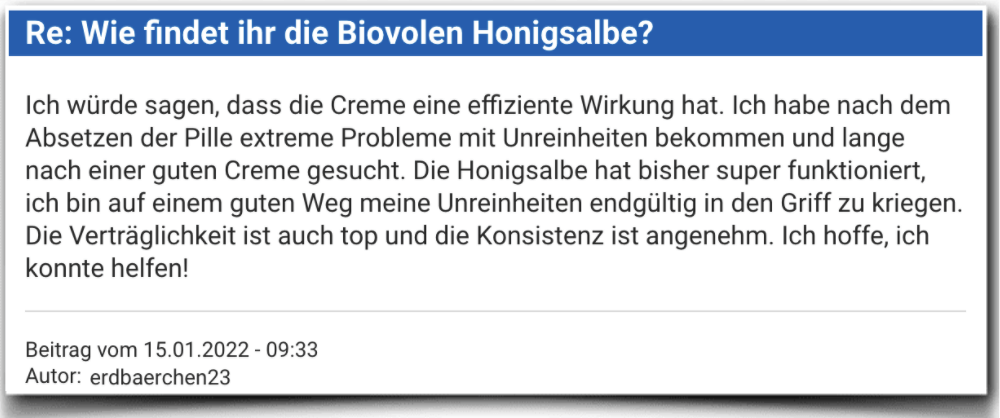 Biovolen Honigsalbe Erfahrungen Erfahrung Erfahrungsbericht Bewertung Biovolen Honigsalbe