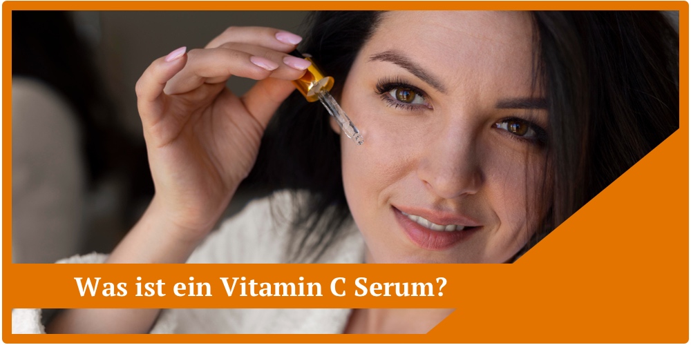 frau trägt vitamin c serum im gesicht auf