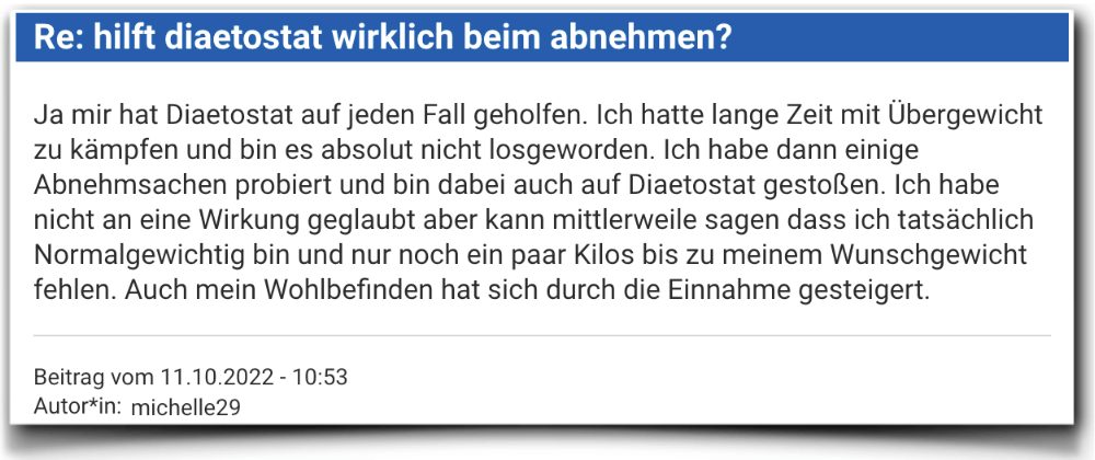 Diaetostat Erfahrungen Erfahrung Erfahrungsbericht Bewertung Diaetostat