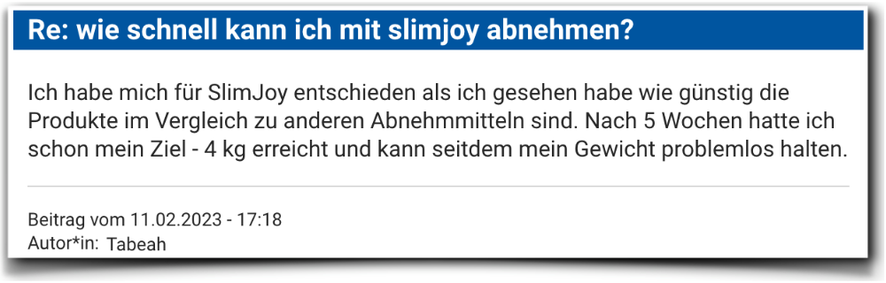 Slimjoy Erfahrungsbericht Bewertung Kritik